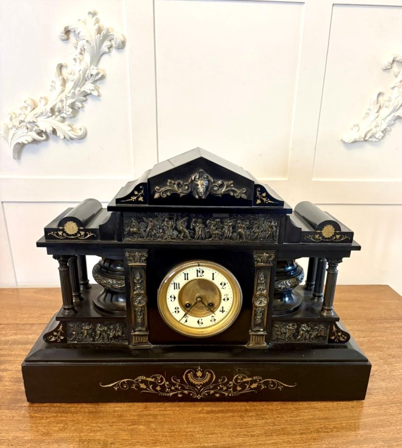 Antique Exceptional Large Victorian Marble Mantel Clock by Philippes Paris – 8 Day Movement